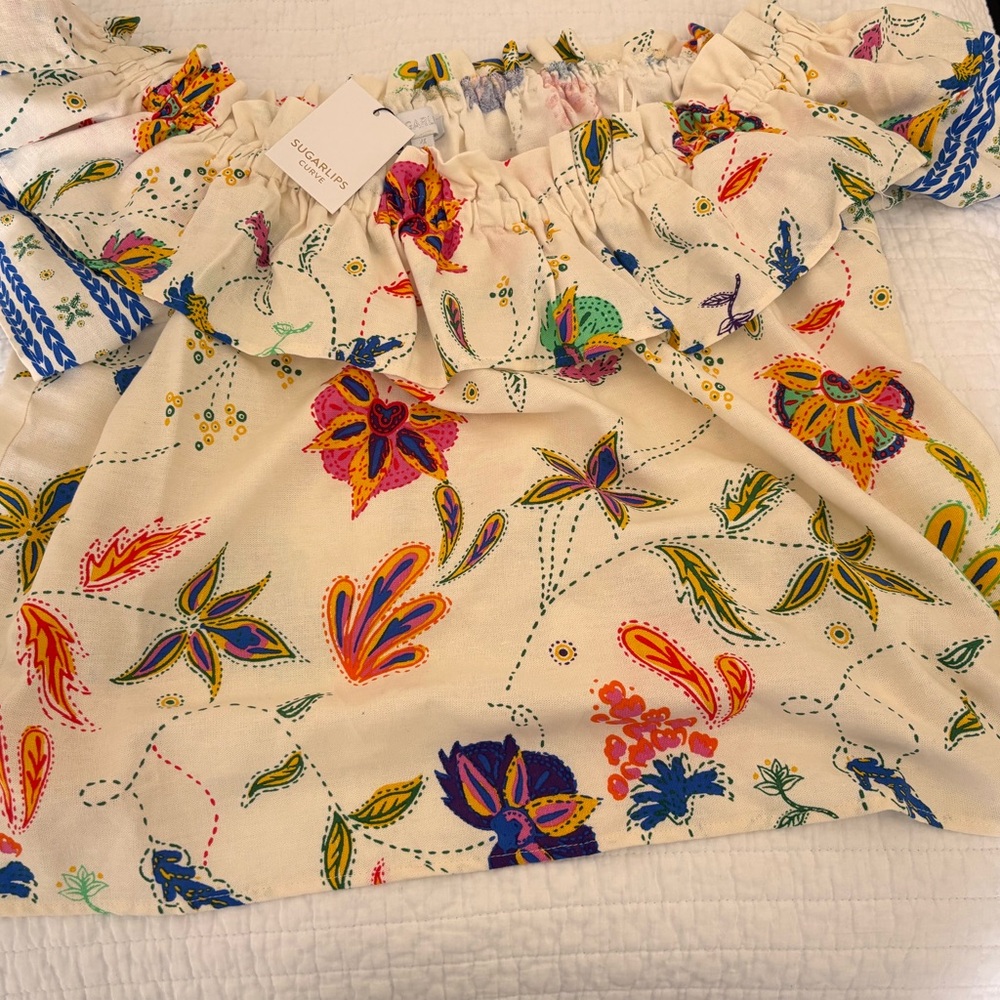 Sugarlips Curve off the shoulder top Floral size 2X new with tags